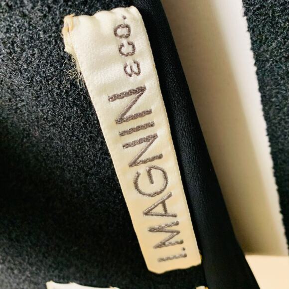 Vintage Forstmann Large Wool Coat Real Fur Collar Black Bouclé Double Breasted - Picture 2 of 10